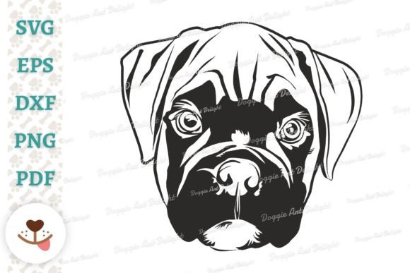Boxer Puppy Dog Face SVG Vector Cut File