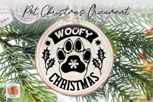 Christmas Dog Round Ornament SVG Dog Paw
