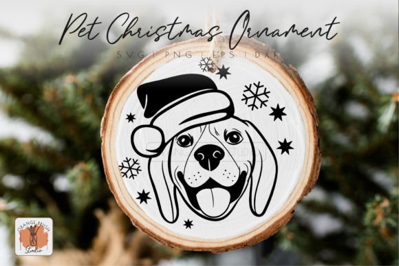 Dog Face Christmas Round Ornament SVG