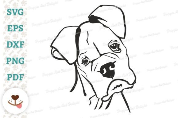 Female White Boxer Dog Face Svg Png Dxf