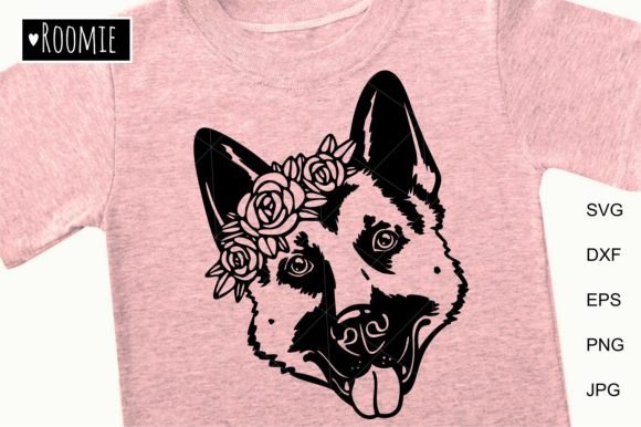 German Shepherd with Flower